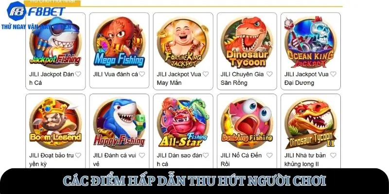 Các điểm hấp dẫn thu hút người chơi