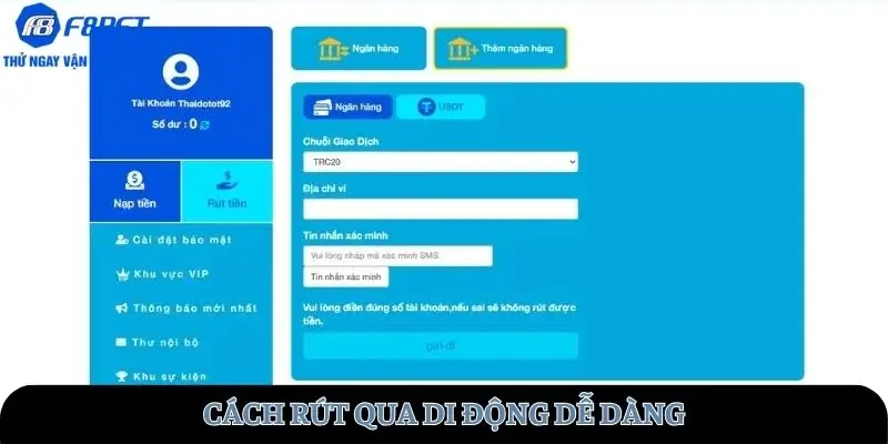 Cách rút qua di động dễ dàng