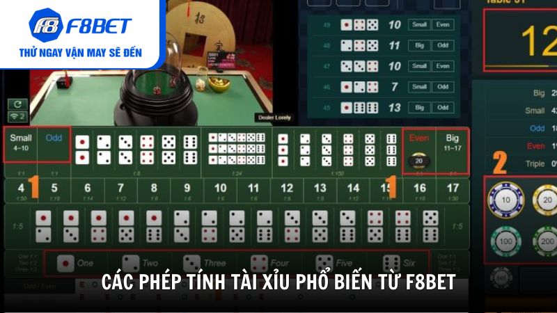 Các phép tính tài xỉu phổ biến từ F8BET